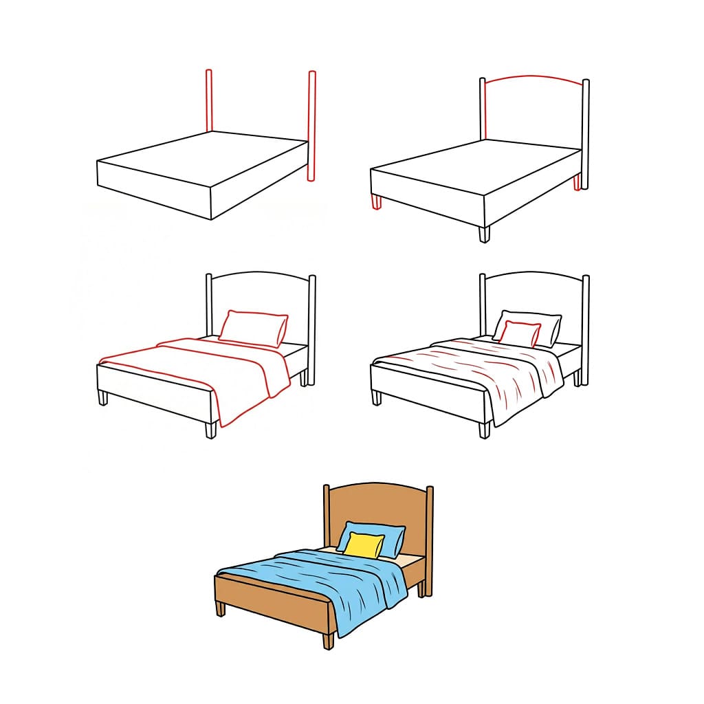 Dibujos de Cama con cabecera