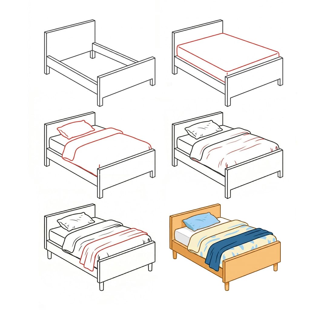 Dibujos de Cama de madera