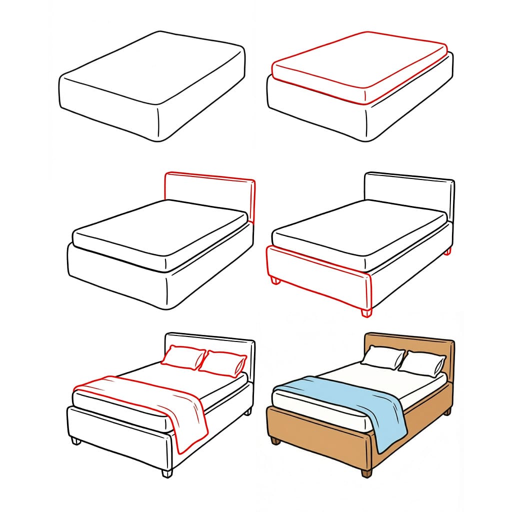 Dibujos de Cama minimalista