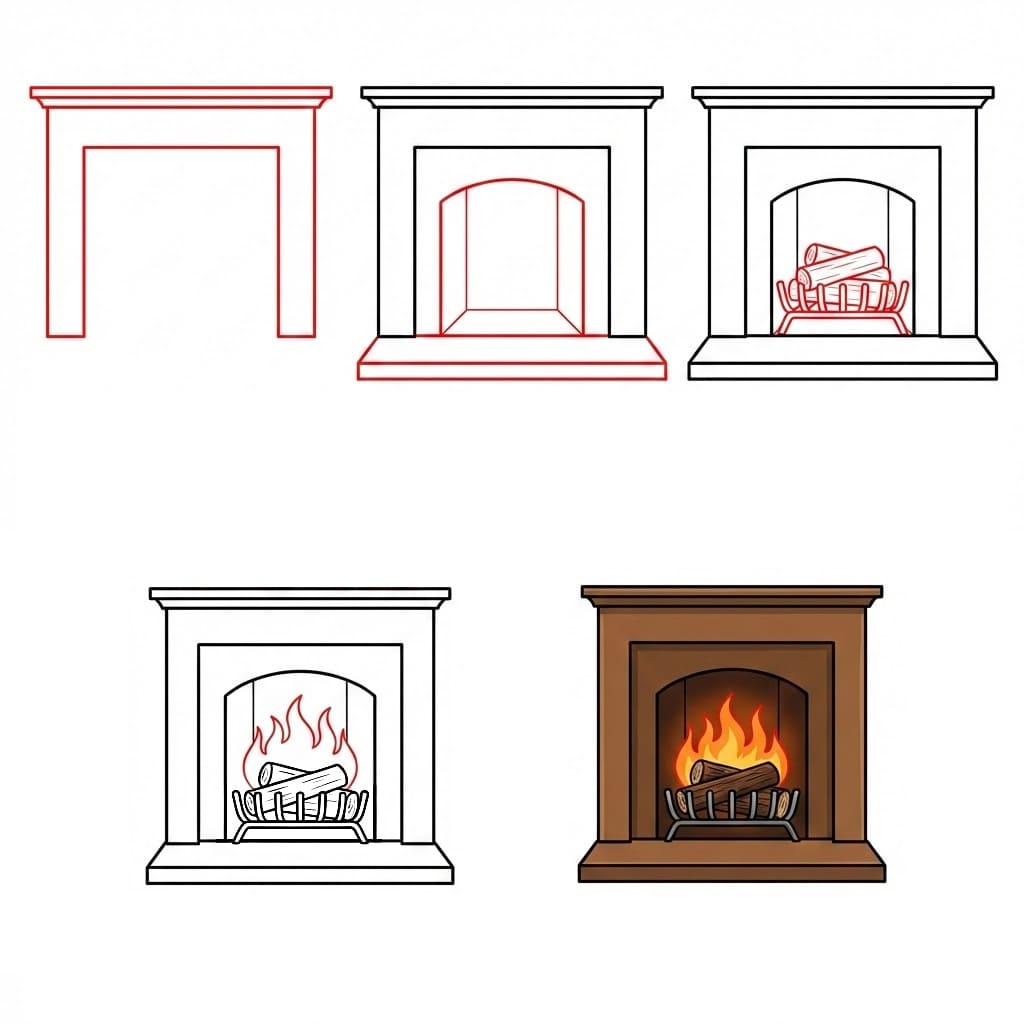 Dibujos de Chimenea de piedra