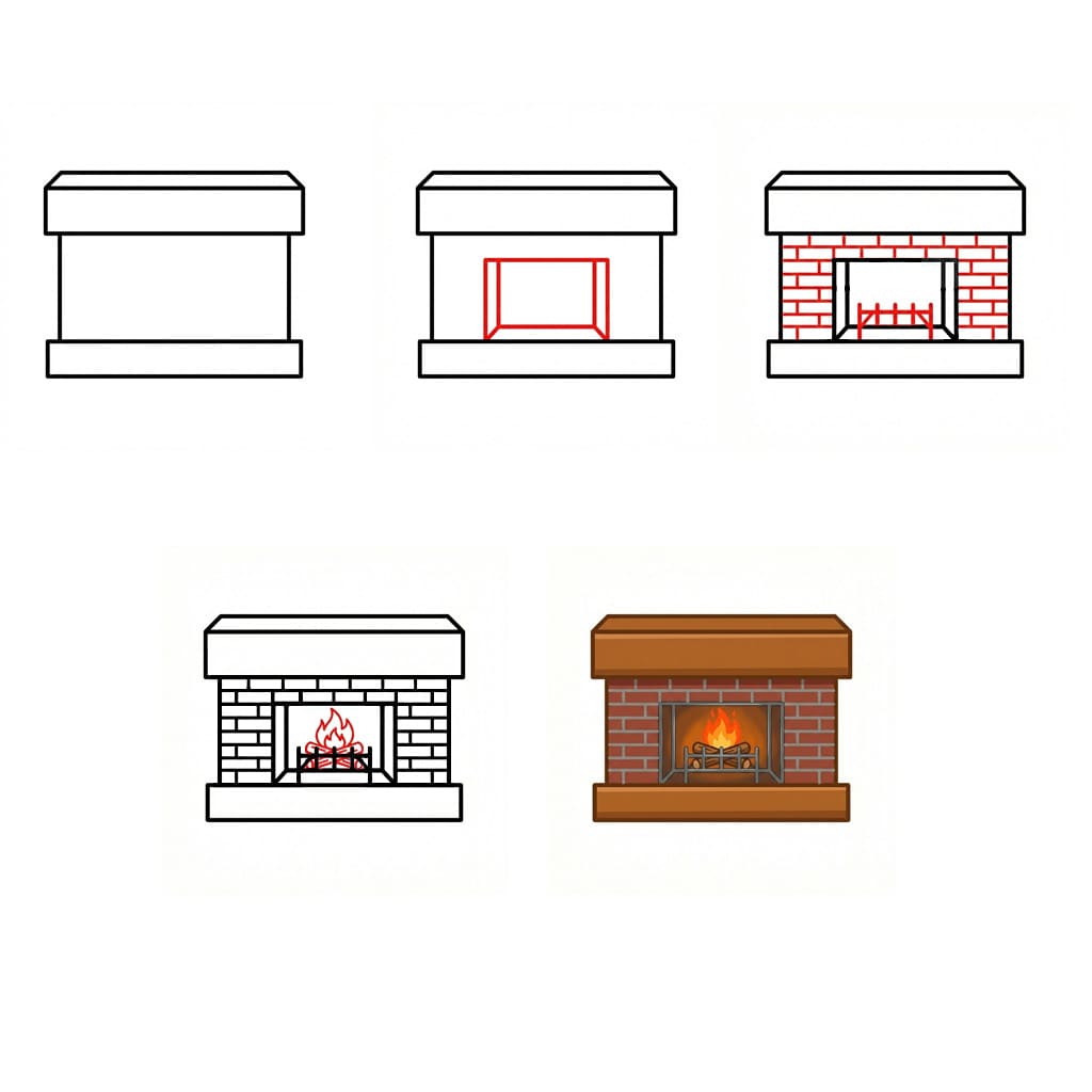Dibujos de Chimenea de sala