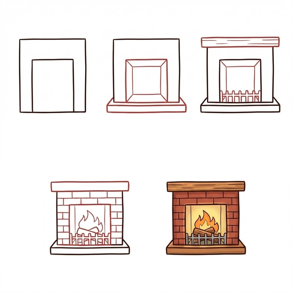 Dibujos de Chimenea elegante