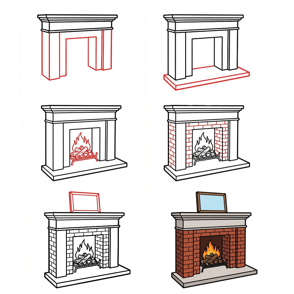 Dibujos de Chimenea minimalista