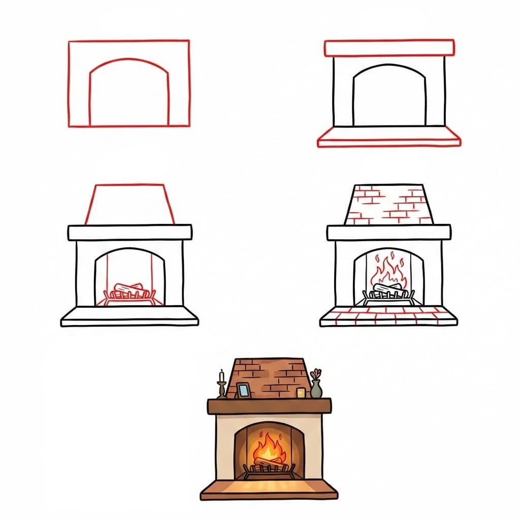 Dibujos de Chimenea moderna