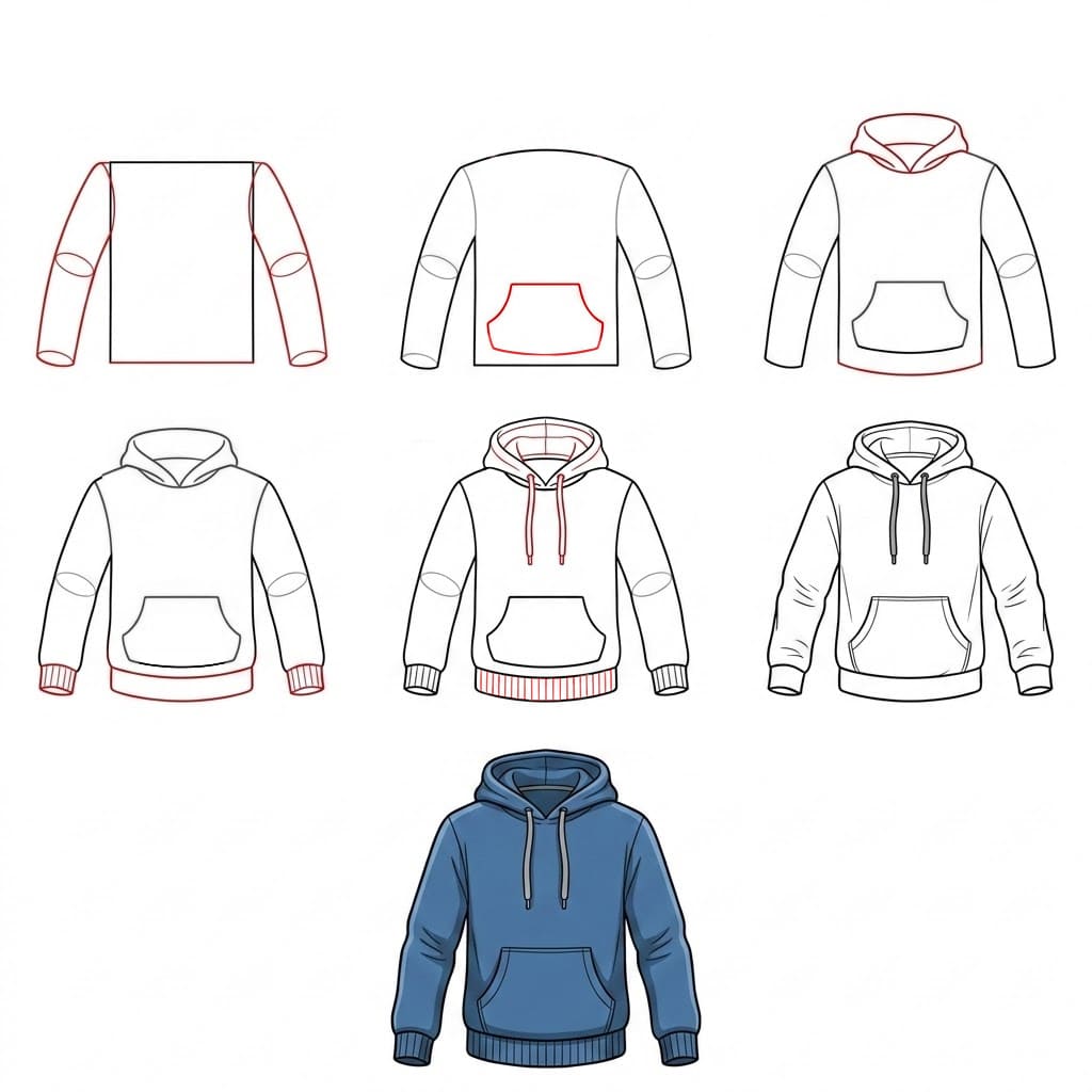 Dibujos de Sudadera con capucha con cierre