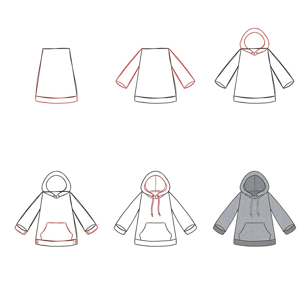 Dibujos de Sudadera con capucha detallada