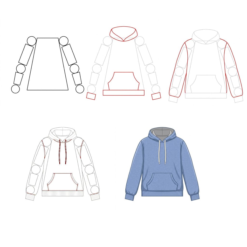 Dibujos de Sudadera con capucha lisa