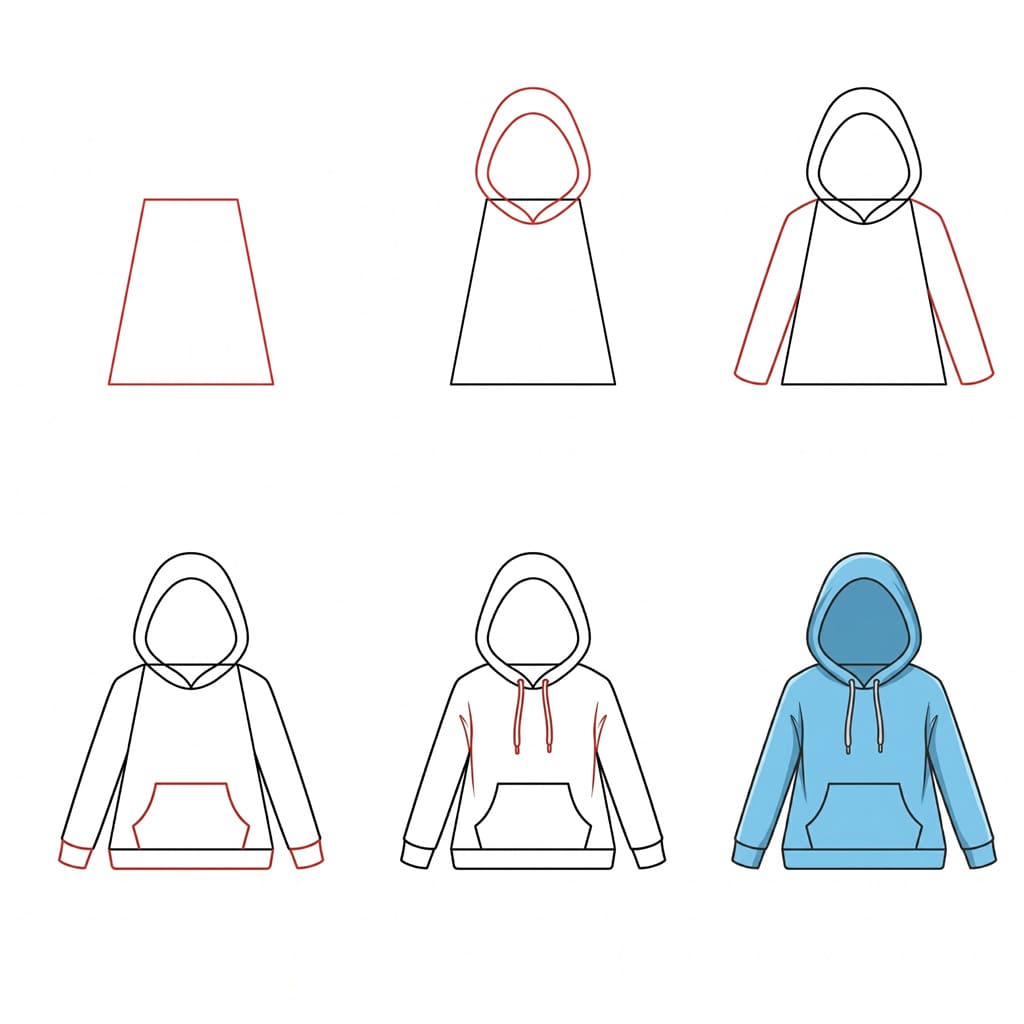 Dibujos de Sudadera con capucha minimalista