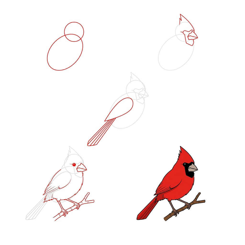 Dibujos de Cardenal entre flores