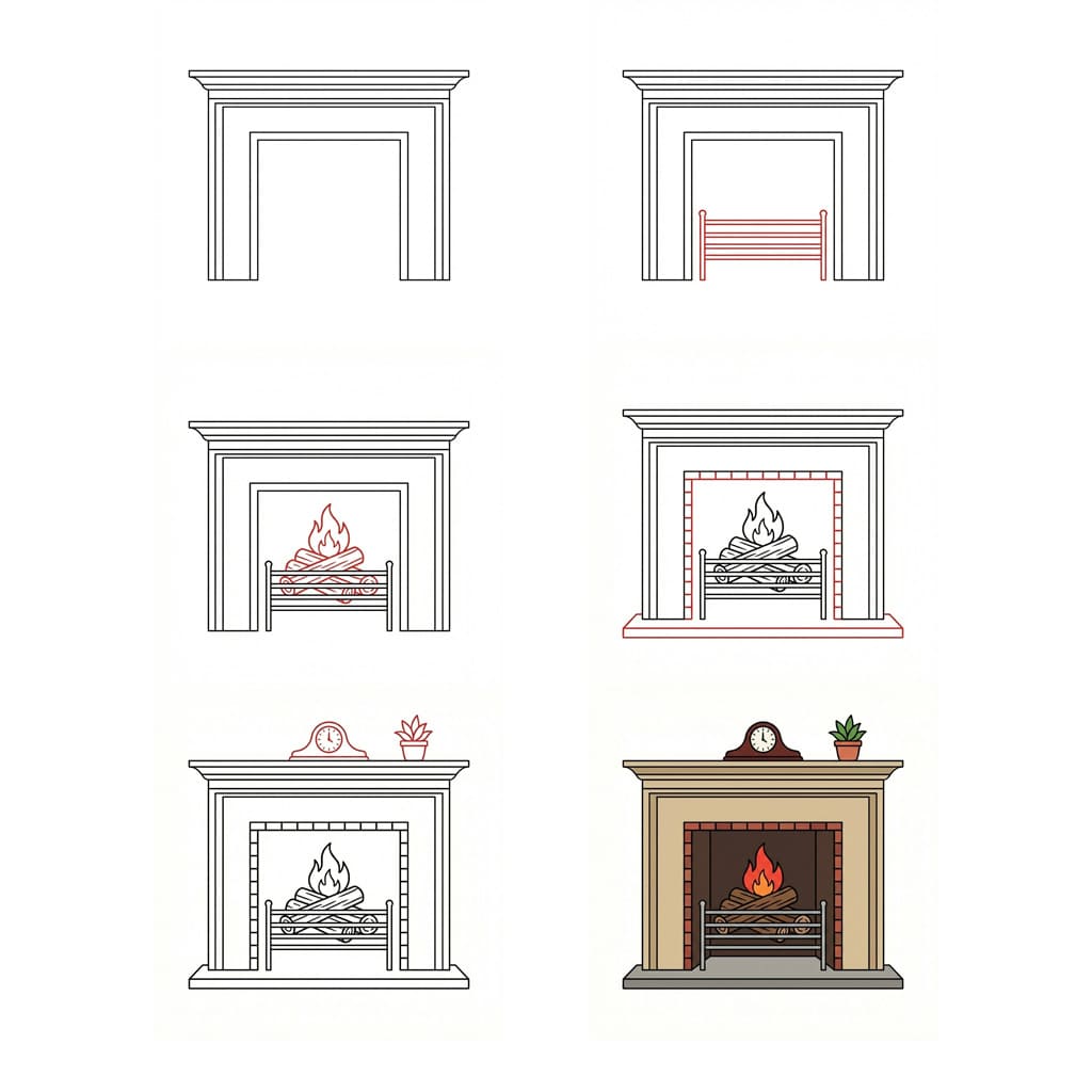 Dibujos de Chimenea clásica