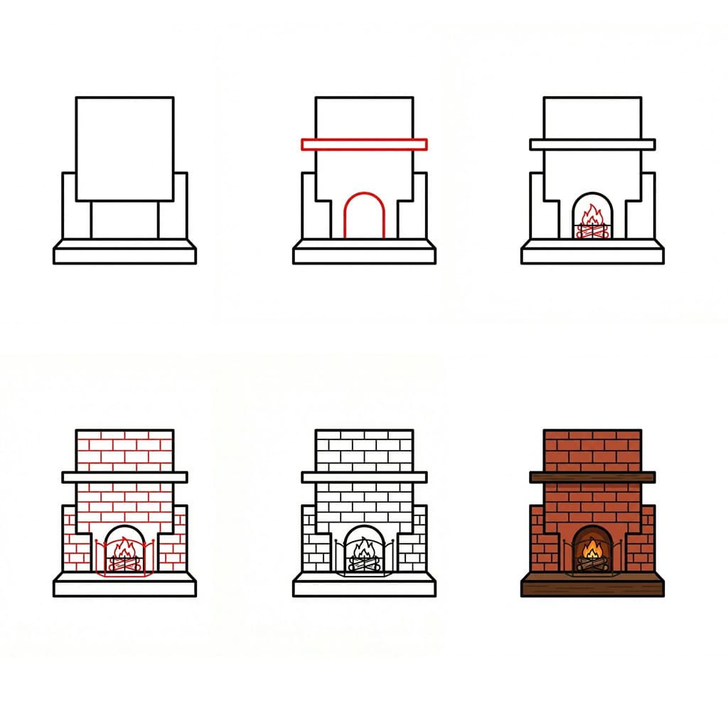 Dibujos de Chimenea con fuego