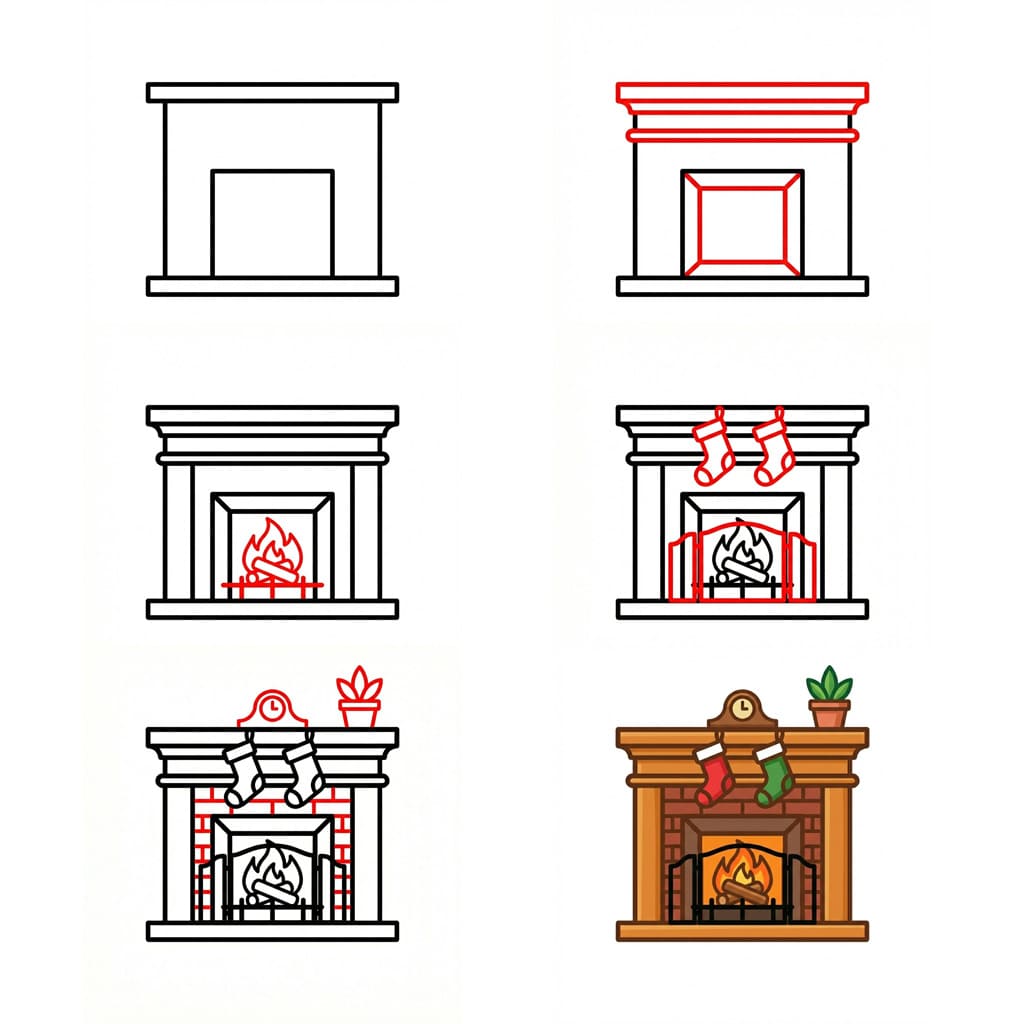 Dibujos de Chimenea rústica