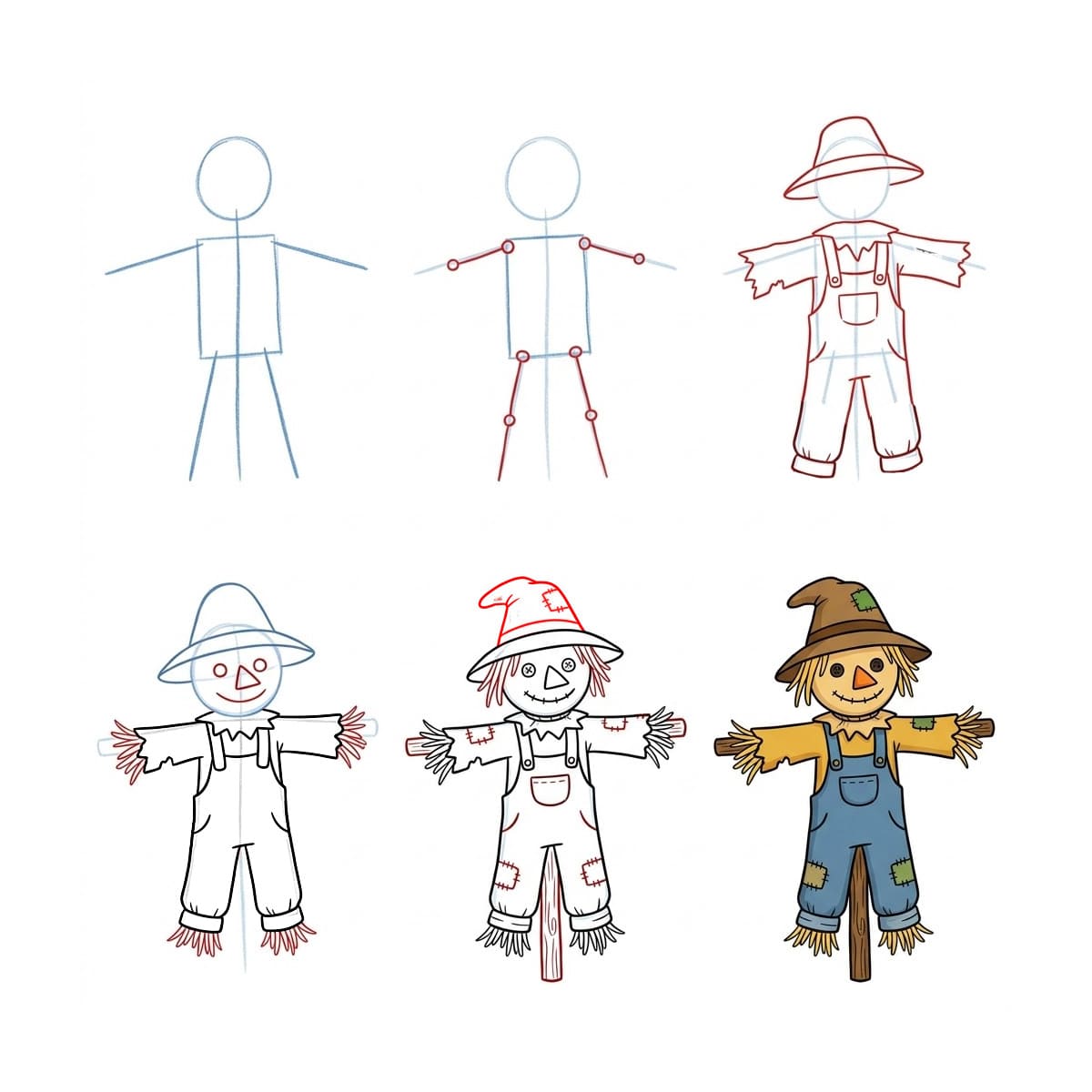 Dibujos de Espantapájaros con cuervos