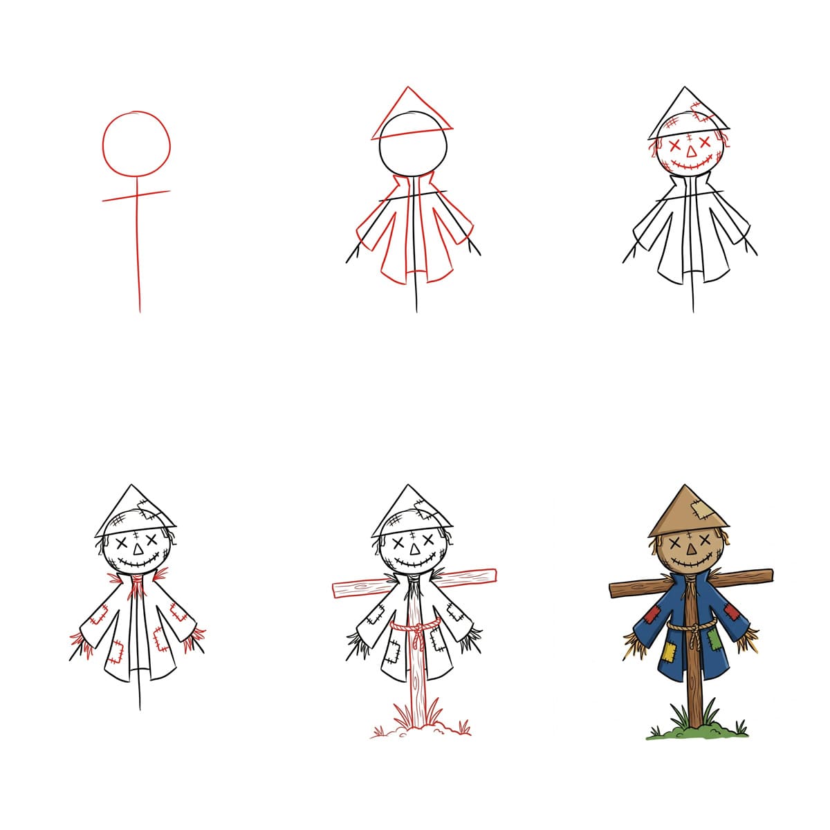 Dibujos de Espantapájaros con girasoles