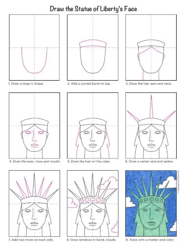Dibujos de Estatua de la Libertad - Parte de la cabeza
