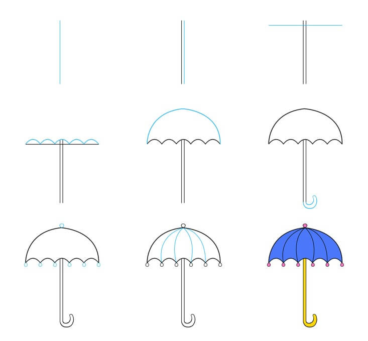 Dibujos de Paraguas azul