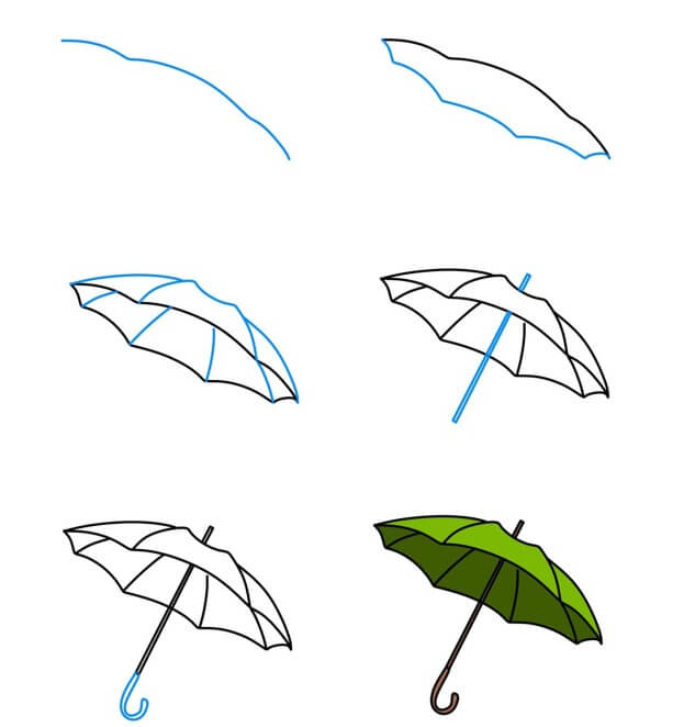 Dibujos de Paraguas con mango de madera