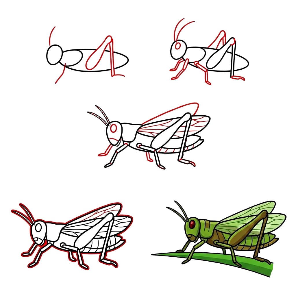 Dibujos de Saltamontes con alas abiertas