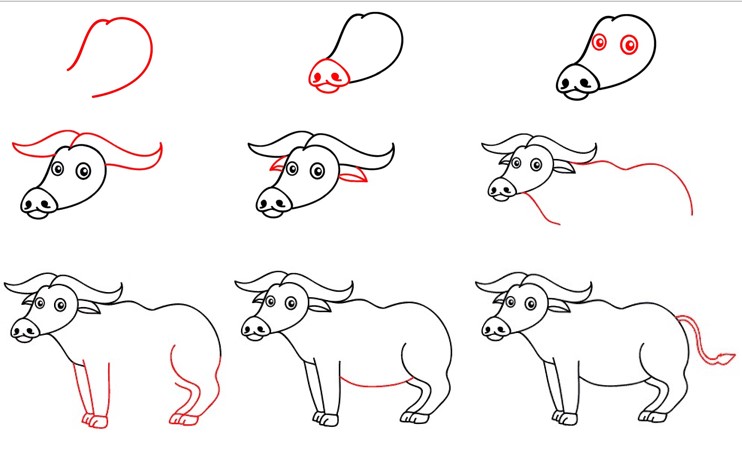 Dibujos de Búfalo joven