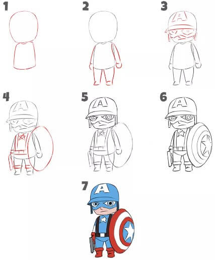 Dibujos de Captain America con uniforme