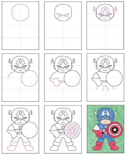 Dibujos de Captain America de pie