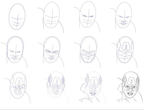 Dibujos de Captain America en batalla