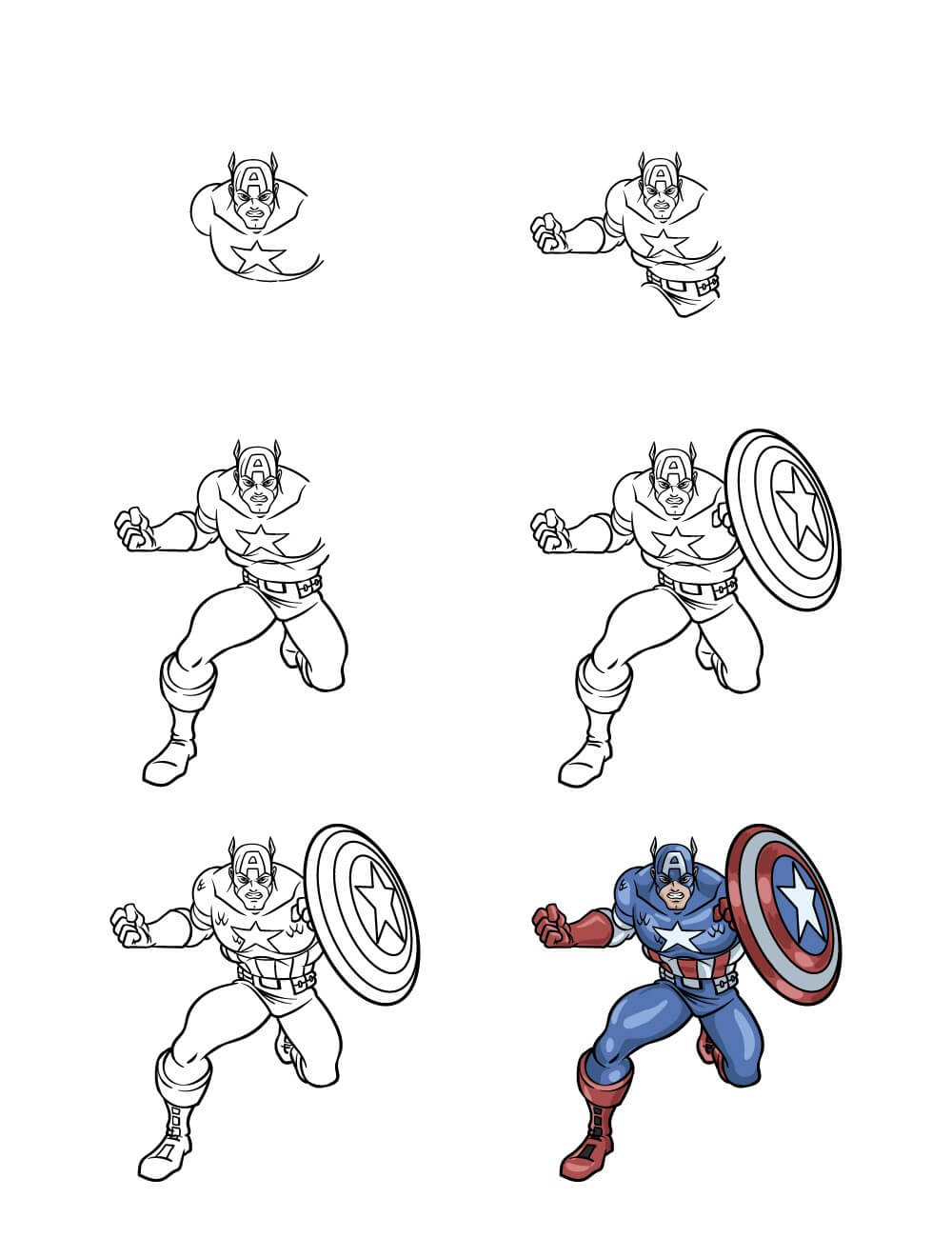 Dibujos de Captain America heroico