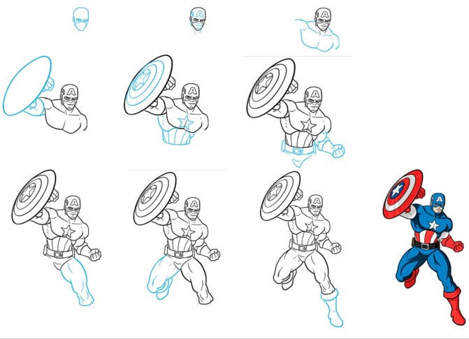 Dibujos de Captain America peleando