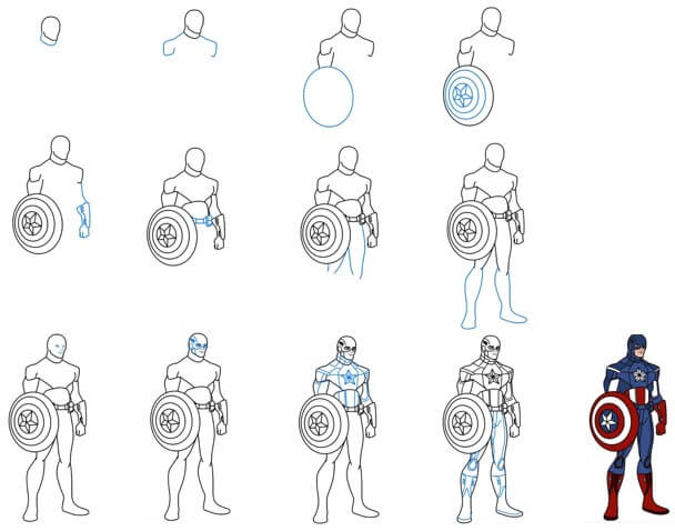 Dibujos de Captain America poderoso