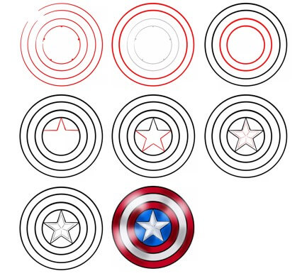 Dibujos de El escudo del Captain América