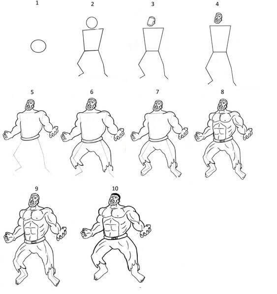 Dibujos de Hulk en acción