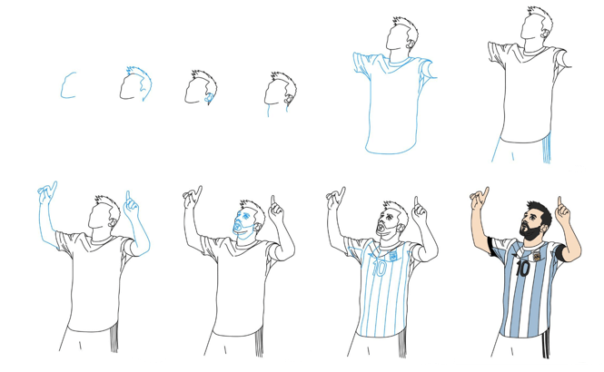 Dibujos de Messi celebra el gol