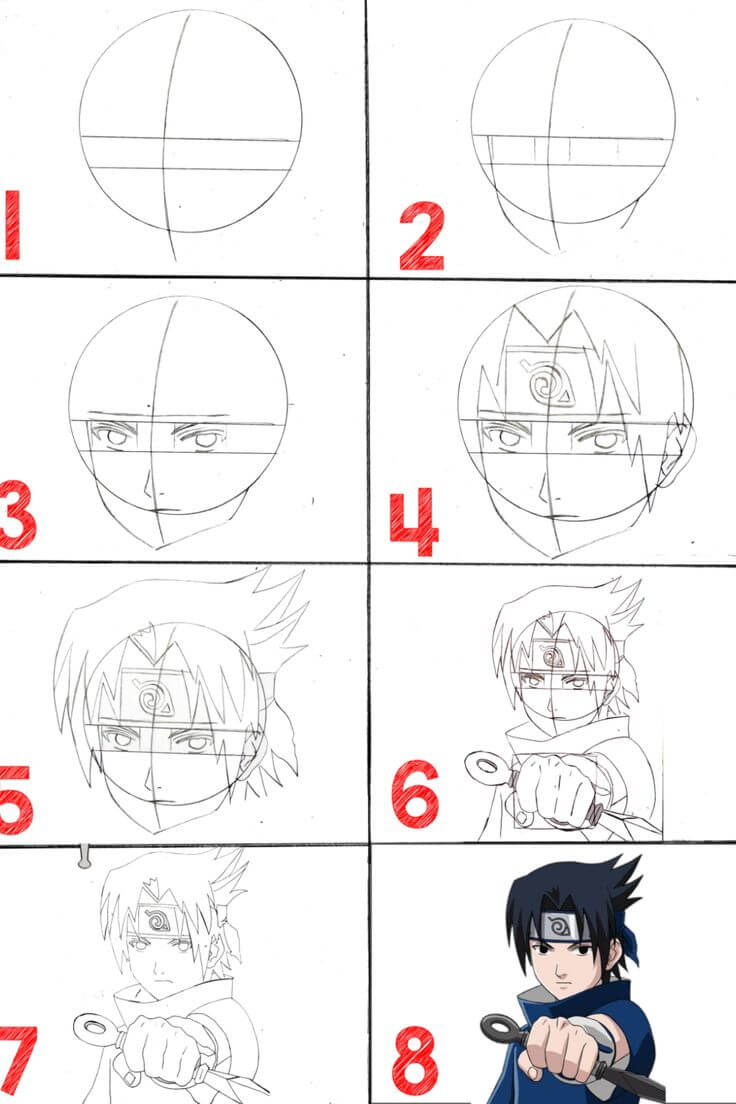 Dibujos de Sasuke Uchiha con espada