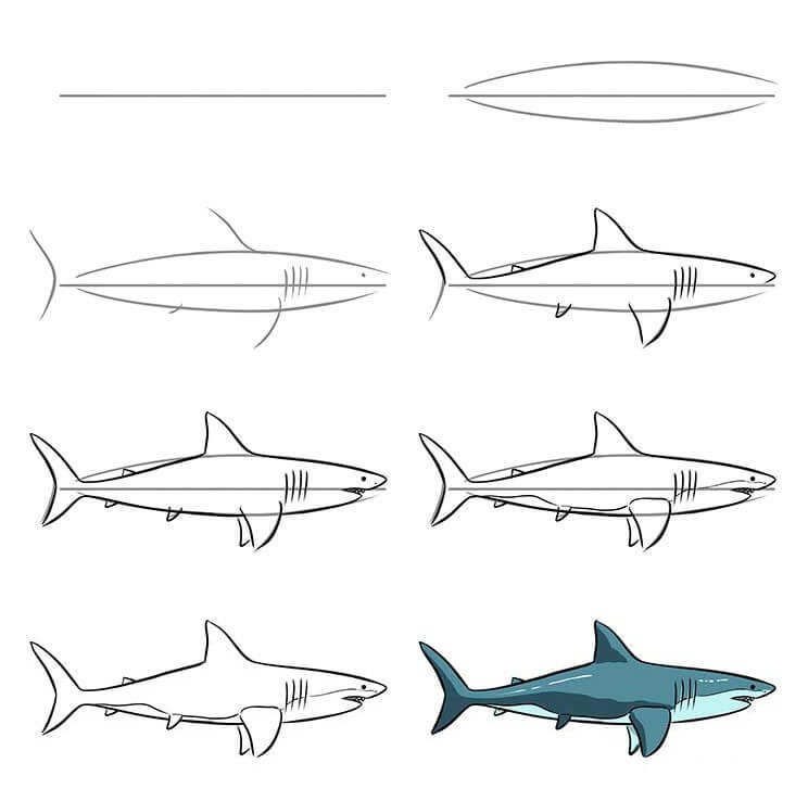 Dibujos de Tiburón amenazante