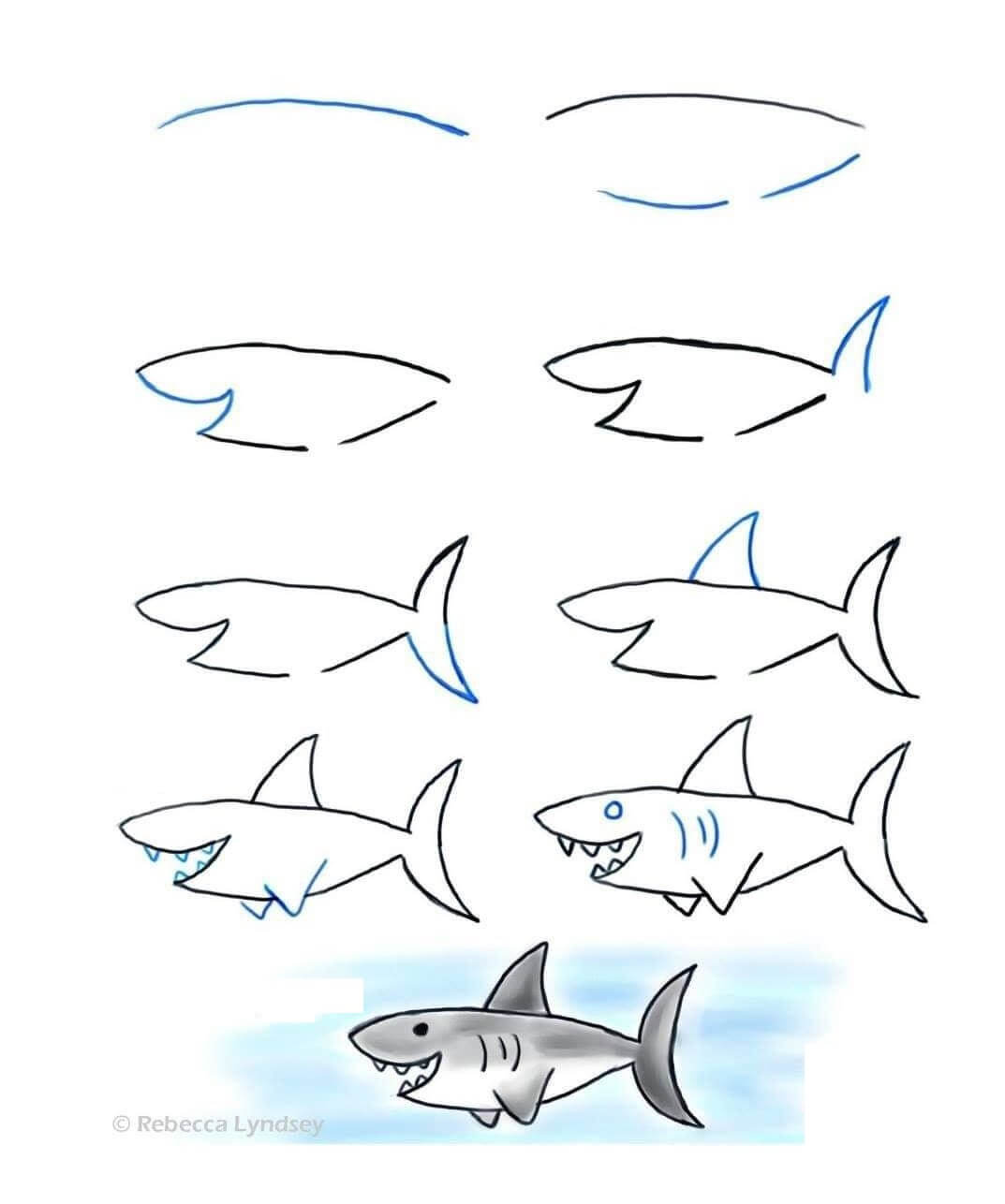 Dibujos de Tiburón atacando