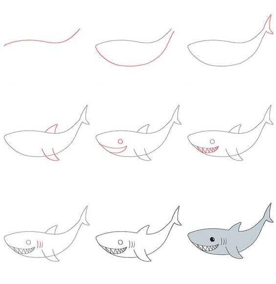Dibujos de Tiburón bajo el agua