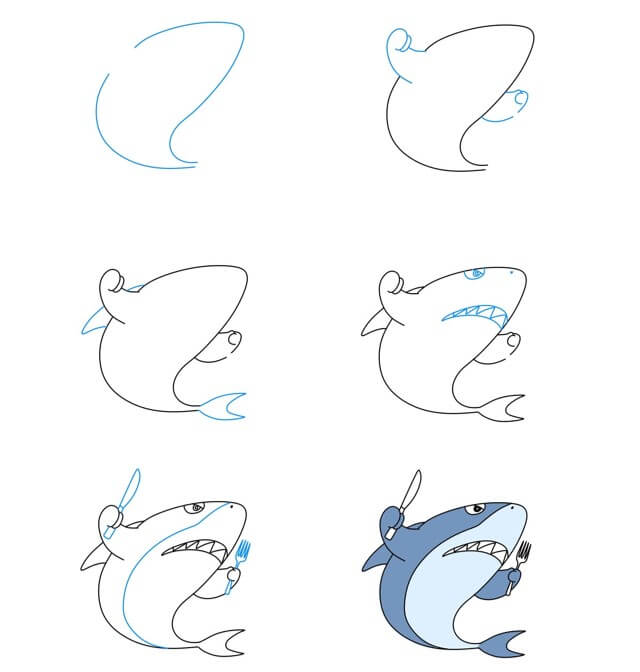 Dibujos de Tiburón de frente