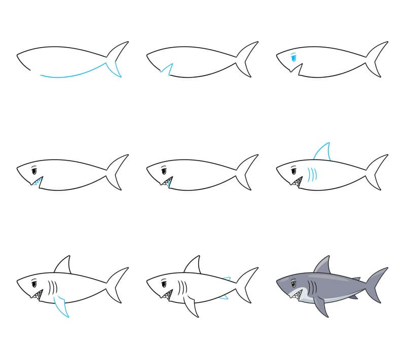 Dibujos de Tiburón entre peces