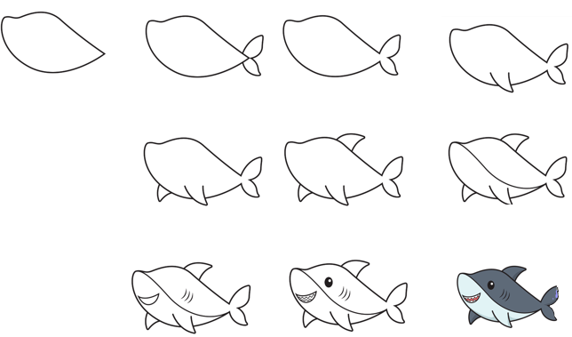 Dibujos de Tiburón kawaii