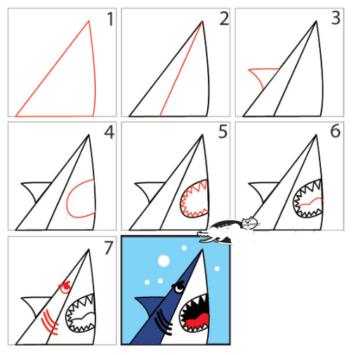 Dibujos de Tiburón nadando