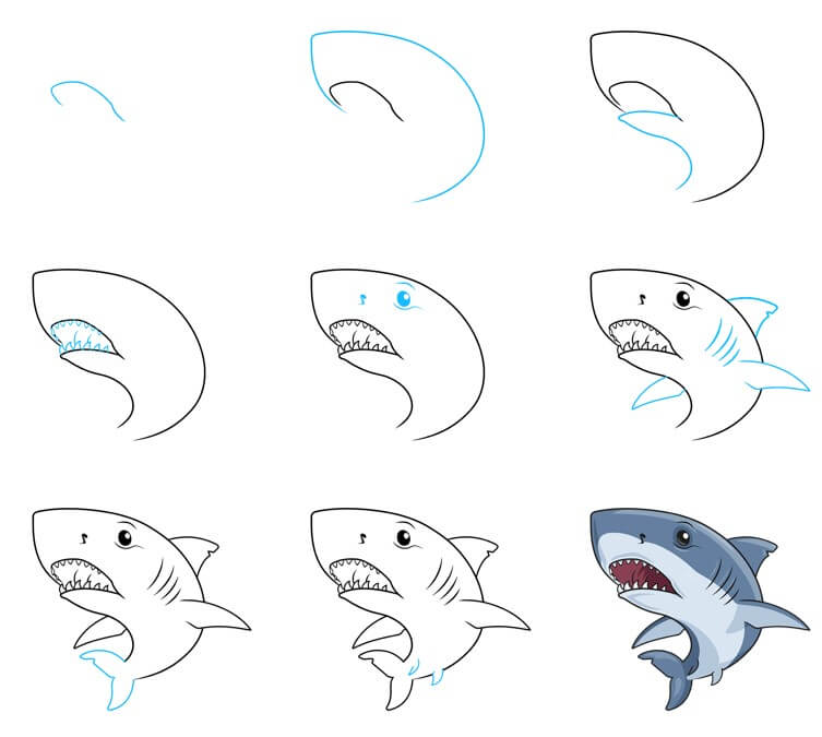 Dibujos de Tiburón poderoso