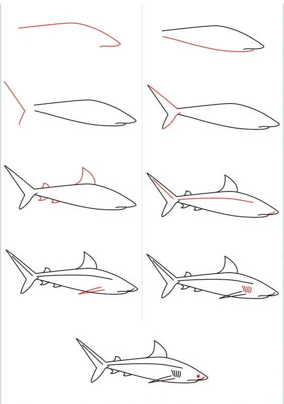 Dibujos de Tiburón saltando