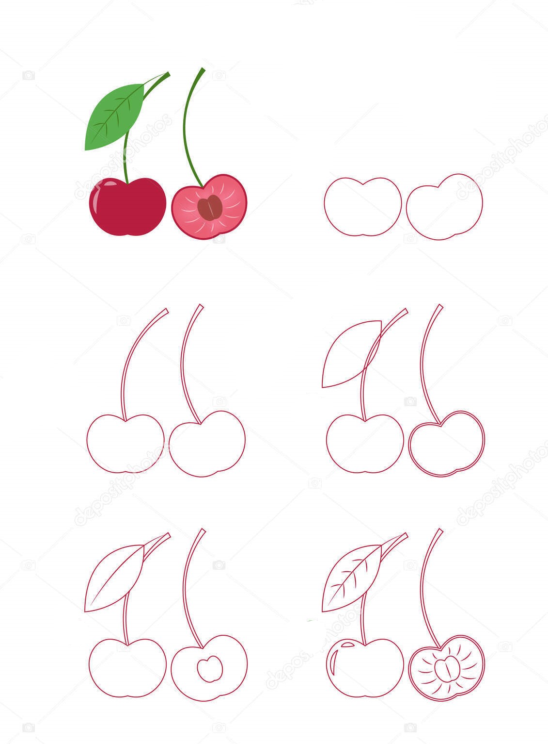Dibujos de Cereza con tallo