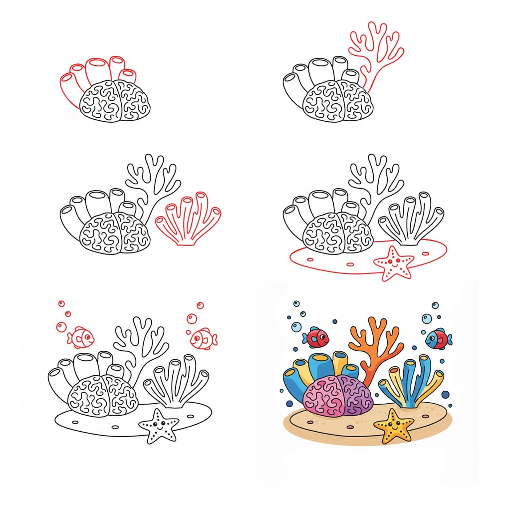 Dibujos de Coral con algas
