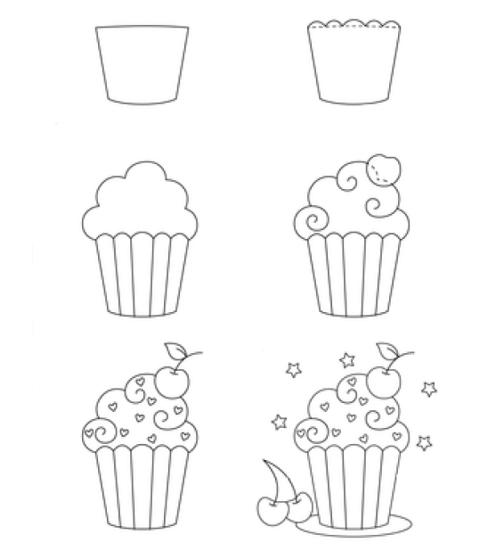 Dibujos de Cupcake con cerezas