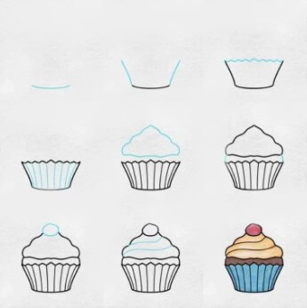 Dibujos de Cupcake con fresas