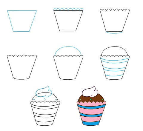 Dibujos de Cupcake con glaseado blanco