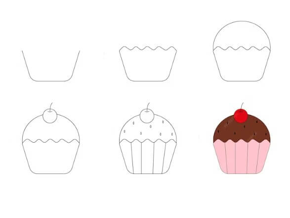 Dibujos de Cupcake con glaseado de chocolate