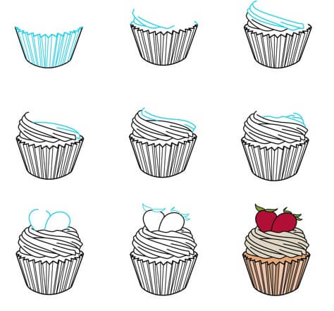 Dibujos de Cupcake de fresa