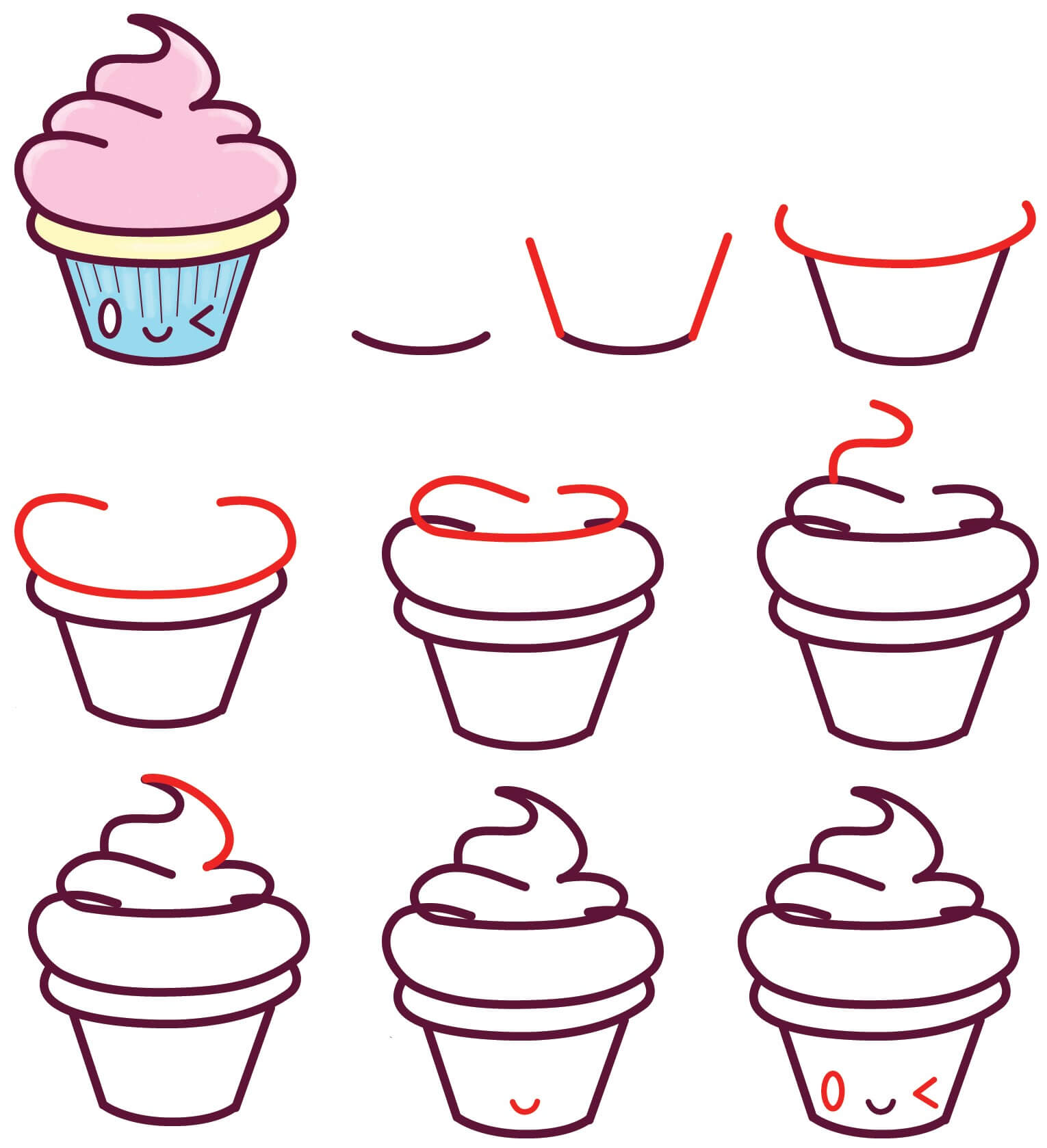 Dibujos de Cupcake kawaii
